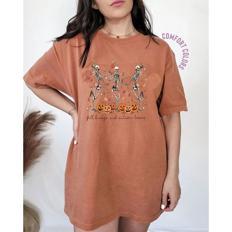 Dancing Skeleton Shirt, Funny Halloween Skeleton Pumpkin , Retro Fall Shirt, Witch Shirt, Fall Shirt, Halloween Skeleton Shirt, Skull Shirt - 1.jpg