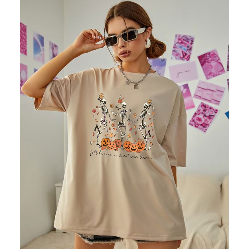 Dancing Skeleton Shirt, Funny Halloween Skeleton Pumpkin , Retro Fall Shirt, Witch Shirt, Fall Shirt, Halloween Skeleton Shirt, Skull Shirt - 4.jpg