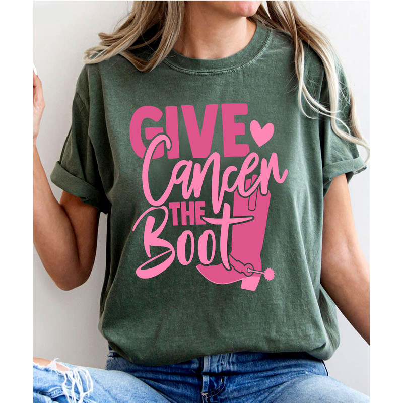 Give Cancer The Boot Retro Breast Cancer Shirt, Cancer Fighter Tee, Courage Sweatshirt, Cancer Support Tee, Motivational Cancer Shirt - 2.jpg