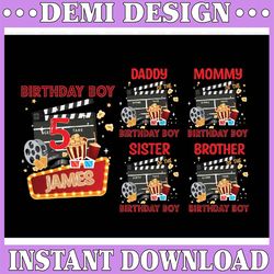 Personalized Name Age Movie Birthday Png, Movie Night Admit One Png, Red Carpet Matching Birthday Movie Png, Digital