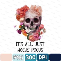 Halloween Skull Floral Girly Png, Skull Roses Sublimation, Design Png, Digital Download