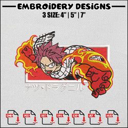 natsu frame embroidery design, fairy tail embroidery, anime design, anime embroidery, embroidery shirt, digital download