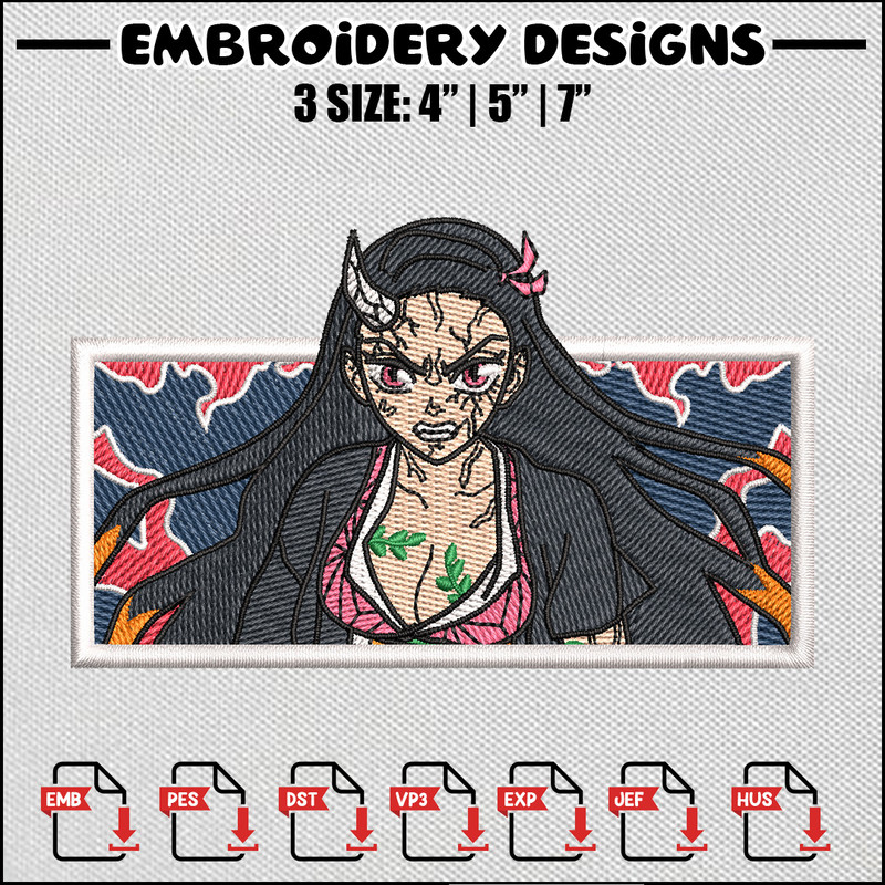 Nezuko demon box embroidery design