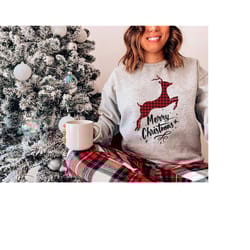 reindeer merry christmas sweater, reindeer sweater, cute holiday christmas sweatshirt, christmas matching, holiday appa