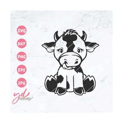 cute cow sitting svg png 2 | cow svg | farm animal svg | farm cow svg | cute cow face svg | farm svg | baby cow svg | gi