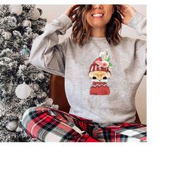 cute christmas cat sweatshirt, christmas cat sweatshirt, gift idea, christmas gift for cat lovers, cute christmas gift f