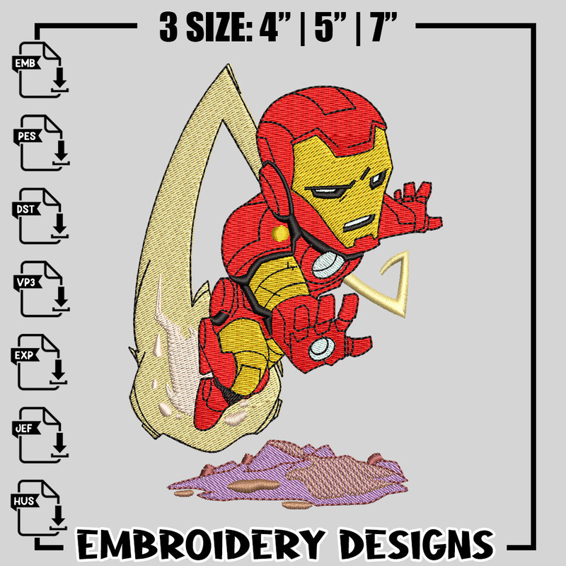 Ironman cartoon embroidery design