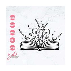 book svg | flowers growing on book svg | floral book svg | book lover svg | bookworm svg | book with flowers svg | libra