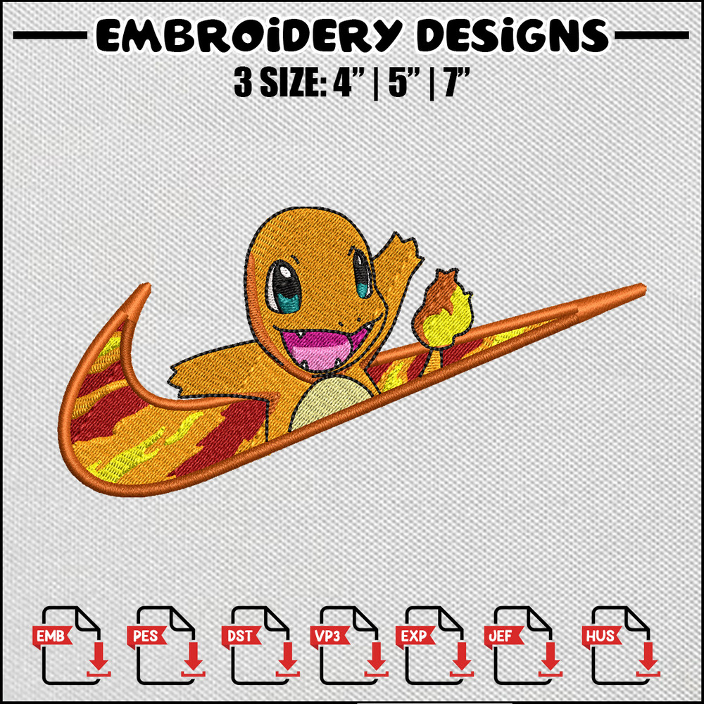 Nike charmander embroidery design