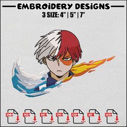 nike x todoroki embroidery design, mha embroidery, nike design, anime embroidery, embroidery shirt, digital download