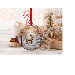 3D Deer Christmas Ornaments 1 | png file | 3D Christmas Sublimation Ornaments Graphic Clipart | Instant Digital Download
