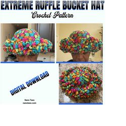 Extreme Ruffle Bucket Hat Pattern | Crochet Ruffle Bucket Hat Pattern | Crochet Patterns | Crochet Hat Pattern | Instant