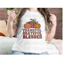Thankful Grateful Blessed | Fall and Autumn Themed Graphic Clipart | svg png dxf eps jpg | Instant Digital Download