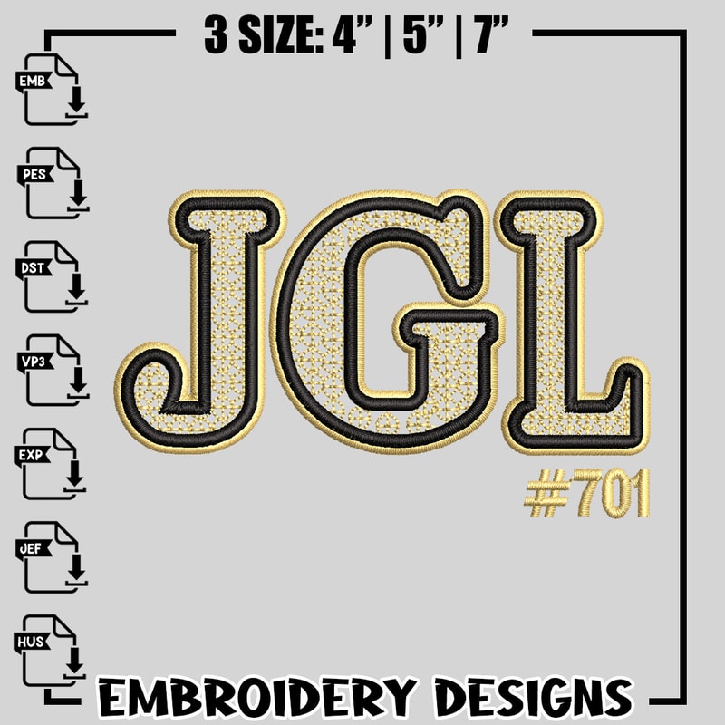 JGL logo embroidery design