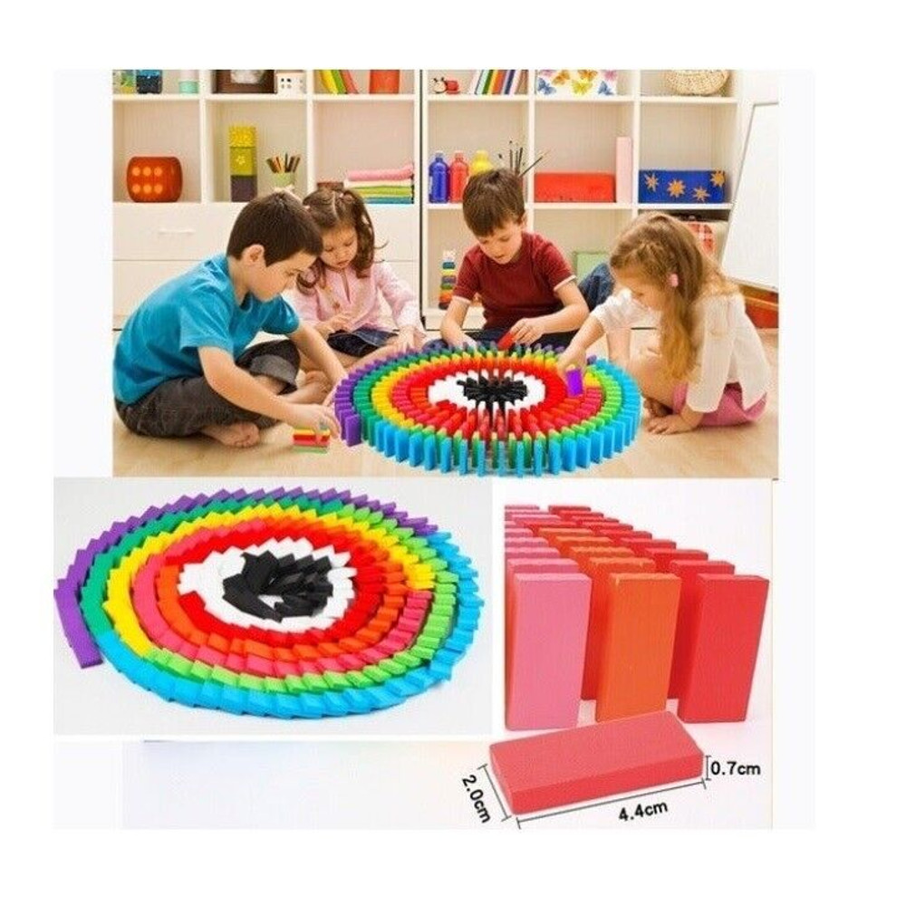 Kids Wooden Dominoes Building Blocks Toy 1
