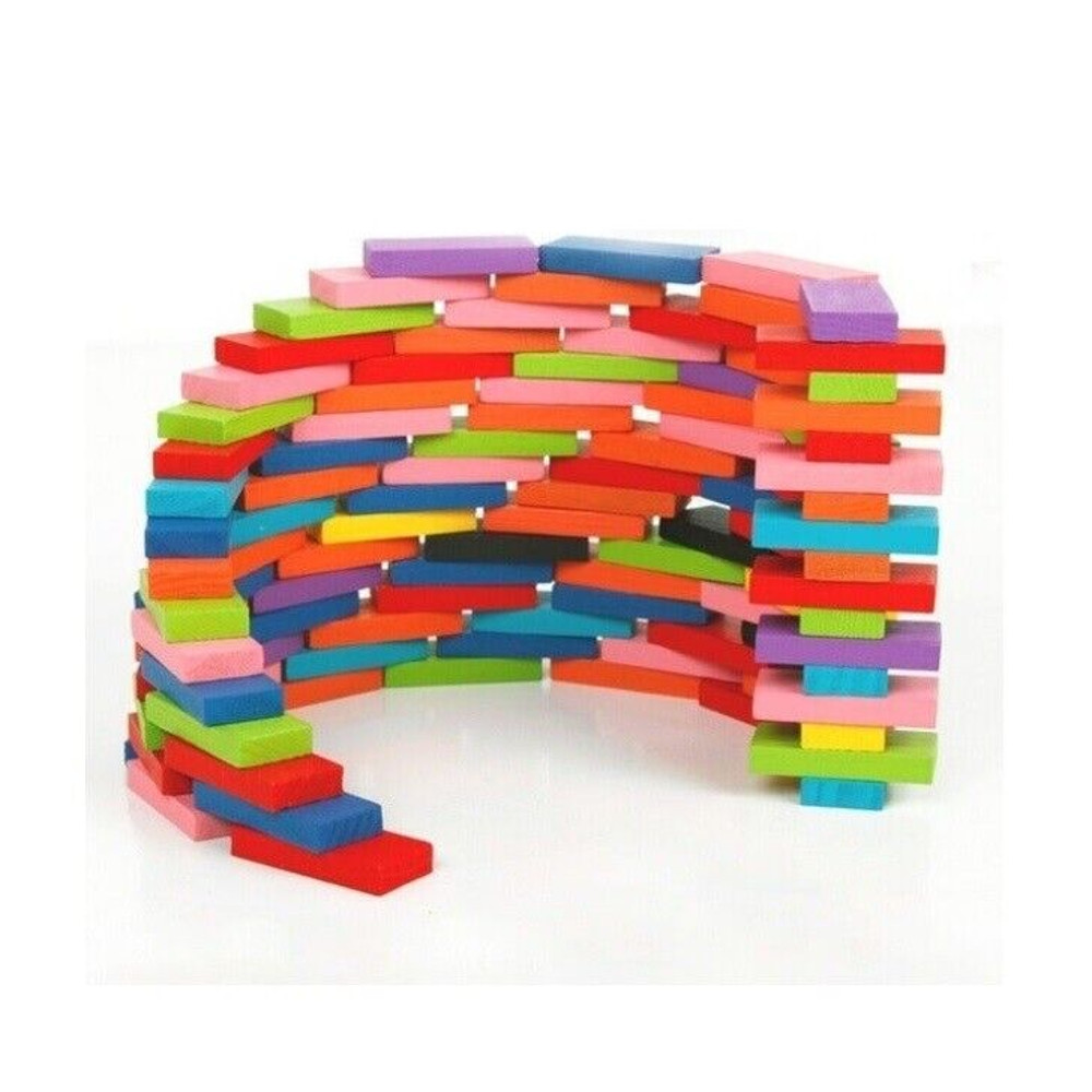 Kids Wooden Dominoes Building Blocks Toy 3