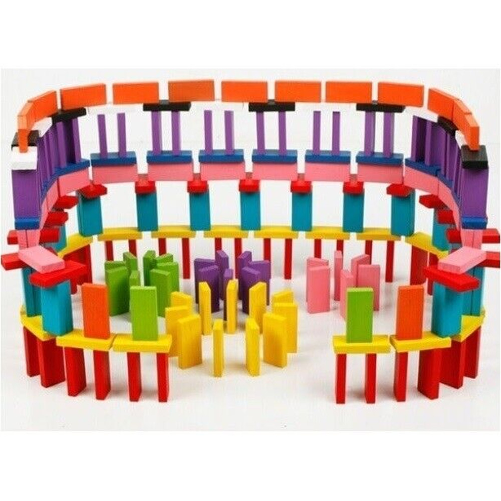 Kids Wooden Dominoes Building Blocks Toy 4