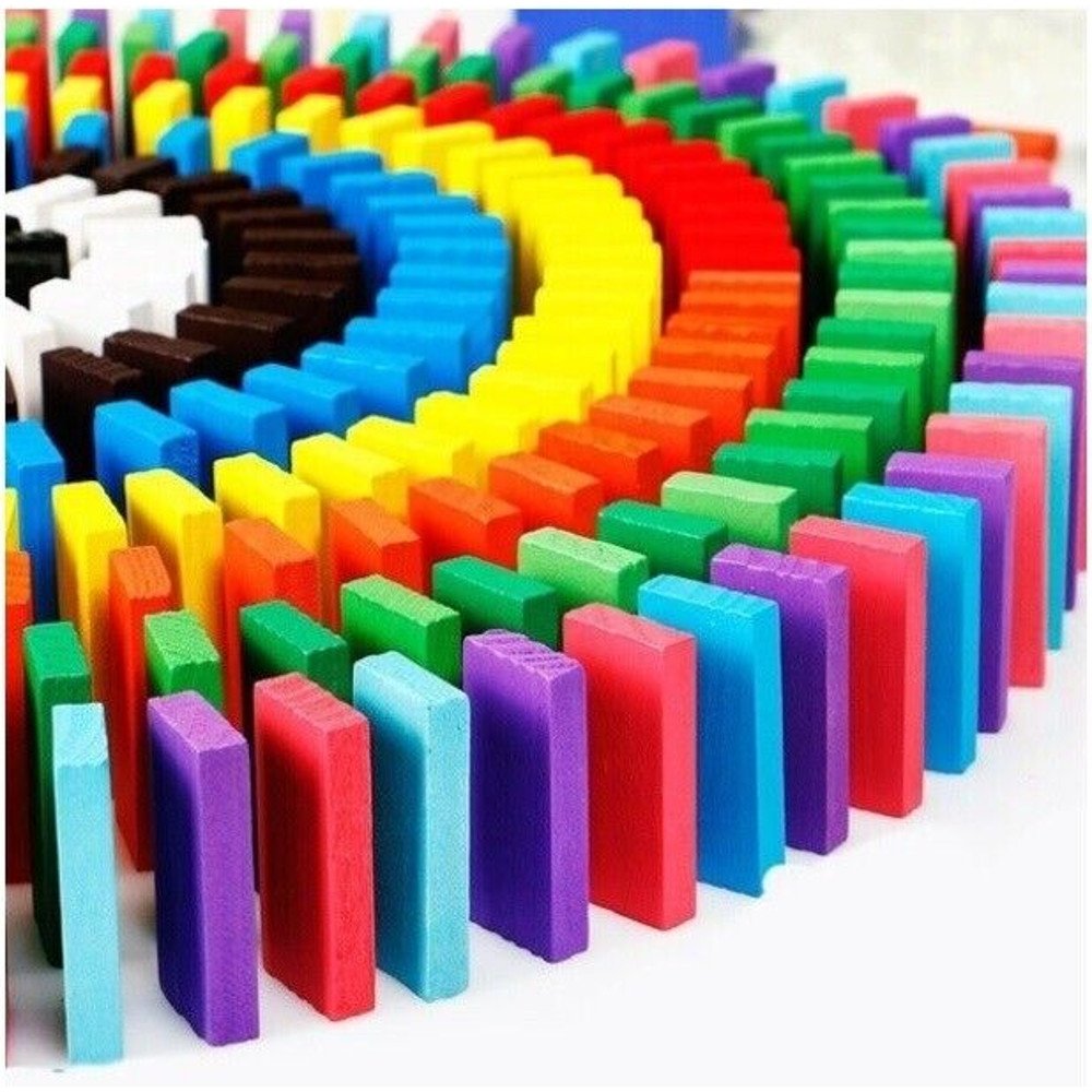 Kids Wooden Dominoes Building Blocks Toy 2