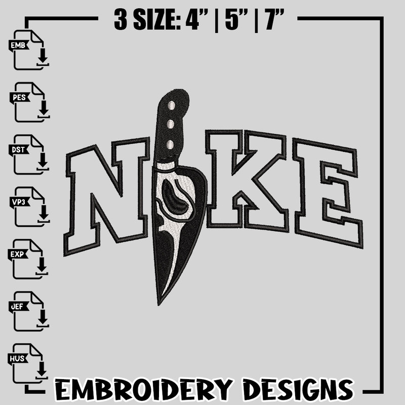 Ghostface Nike embroidery design