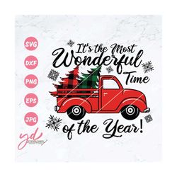 christmas svg | it's the most wonderful time of the year | buffalo plaid svg | snowflakes | christmas truck svg | plaid