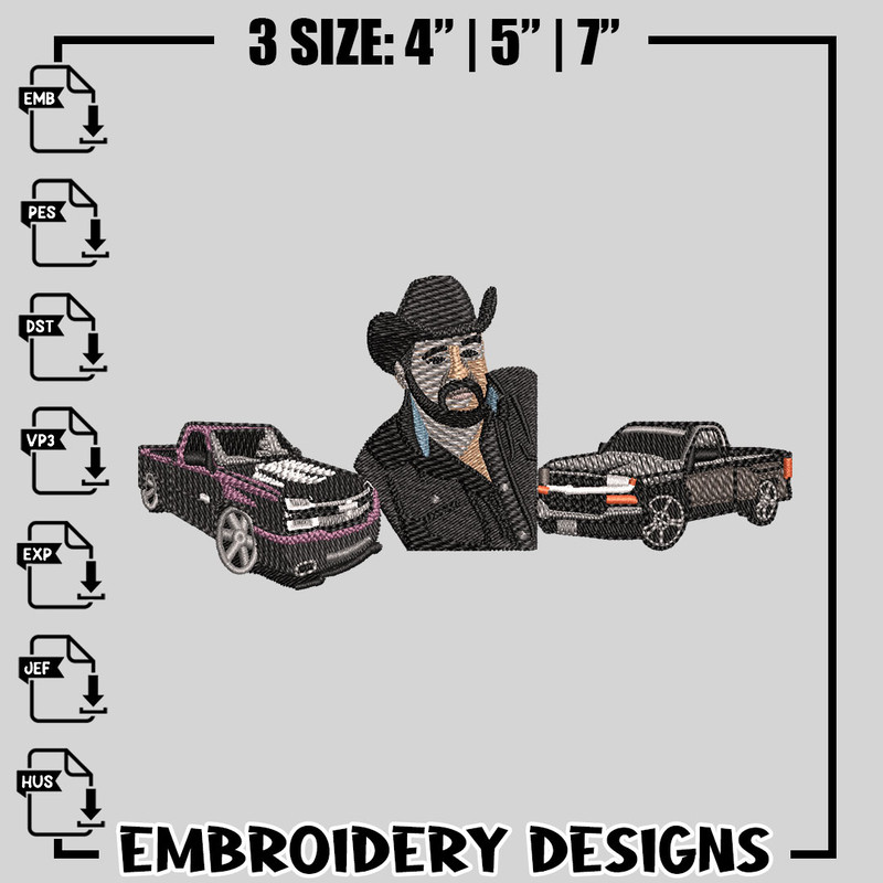 Man & car embroidery design