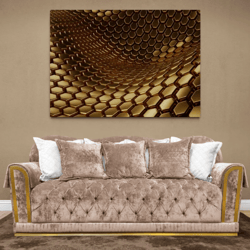 Gold Modern 3D Wall Art Geometric 3D Canvas Print Wall Decor