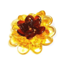Genuine Amber Flower Brooch Gift for Women Baltic Amber Gemstone Jewelry Yellow Brown brooch on dress Mom's day gift