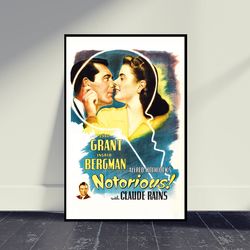 Notorious Movie Poster Wall Art, Room Decor, Home Decor, Art Poster For Gift, Vintage Movie Poster, Movie Print
