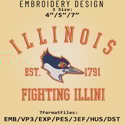 illinois fighting illini embroidery design, ncaa logo embroidery files, ncaa illini, machine embroidery pattern
