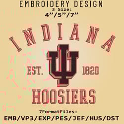 indiana hoosiers embroidery design, ncaa logo embroidery files, ncaa indiana hoosiers, machine embroidery pattern