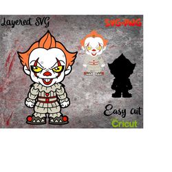 Layered SVG Chb Clown for Cricut, Horror Svg, Vinyl File, Ghost svg and png, Horror Movie svg it