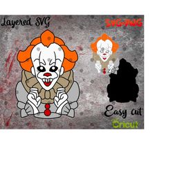 Layered SVG Funny Clown for Cricut, Horror Svg, Vinyl File, Horror Movie svg png it the Dancing Clown Halloween