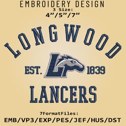 longwood lancers embroidery design, ncaa logo embroidery files, ncaa longwood lancers, machine embroidery pattern