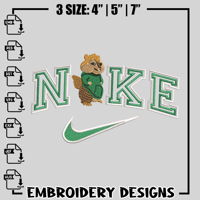 Chipmunk Nike embroidery design