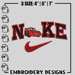 lightning mcqueen nike embroidery design, logo embroidery, nike design, embroidery shirt, logo shirt, digital download.