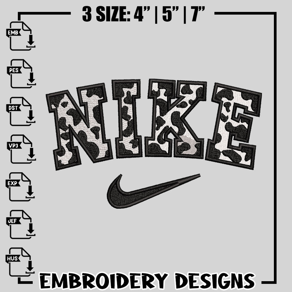 Cow Nike Logo embroidery design