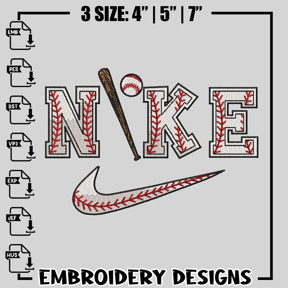 Cricket Nike Logo embroidery design