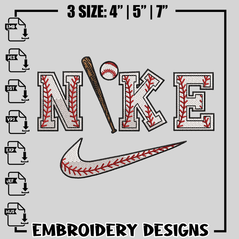 Cricket Nike Logo embroidery design