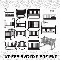 Baby Crib svg, Baby svg, Crib svg, room, kid, SVG, ai, pdf, eps, svg, dxf, png