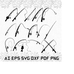 Fishing rod svg, Fishing svg, Rod svg, Fisher, Fish, SVG, ai, pdf, eps, svg, dxf, png
