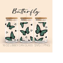 Butterfly libbey glass Wrap SVG, 16oz Libbey Full Wrap Svg,Beer Can Glass SVG, Butterfly SVG, Coffee Glass Svg, for circ