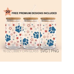 american paw svg, 16 oz libbey glass svg, independence day, dog paw svg, freedom svg, all american svg, svg for cricut,