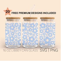 retro flowers pattern, 16 oz libbey glass svg, retro flowers svg, boho svg, flowers svg, groovy flowers svg, svg for cri