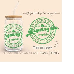 st. patricks brewing co. 16oz glass can cutfile, brewing company svg, shamrock svg, st patricks day svg, lucky svg, cof