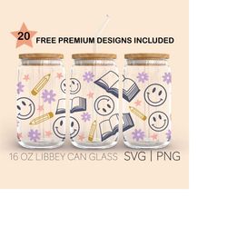 groovy teacher svg, 16 oz glass can cut file, teacher svg, groovy svg, school supply svg, retro daisy svg, cricut cut fi