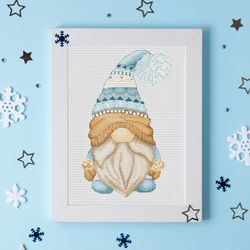 Winter gnome, Cross stitch pattern