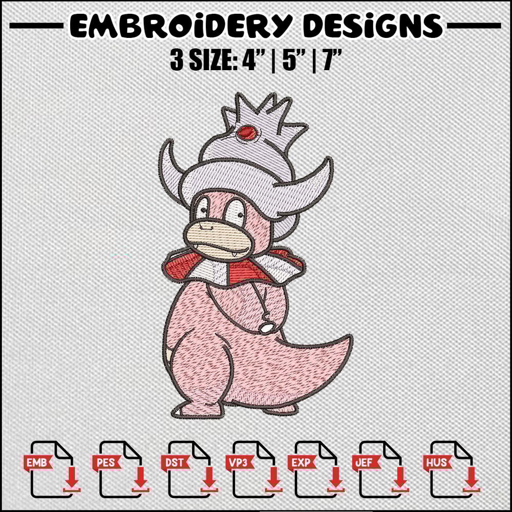 Slowking embroidery design