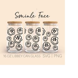 smiley libbey can glass svg, 16 oz can glass, melting smiley face svg, smiley face svg, drip smiley svg, beer can glass,