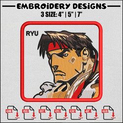ryu embroidery design, street fighter embroidery, anime design, embroidery shirt, embroidery file, digital download