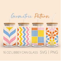 geometric retro libbey glass svg 16 oz can glass, beer can glass, retro can glass wrap, groovy libbey glass svg, retro